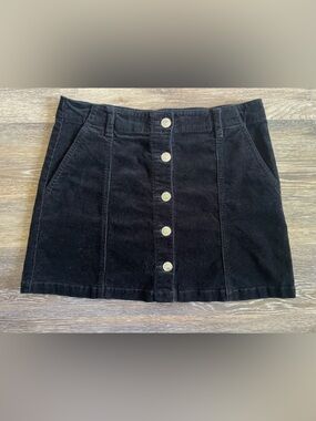 Forever 21 Black Button-Front Corduroy Mini Skirt